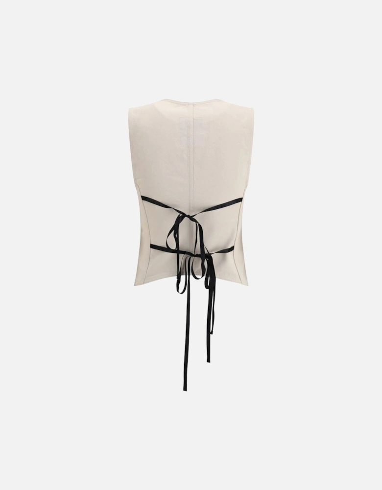 Cotton Vest with Melange Pattern and Asymmetric Hem Women - Cream
