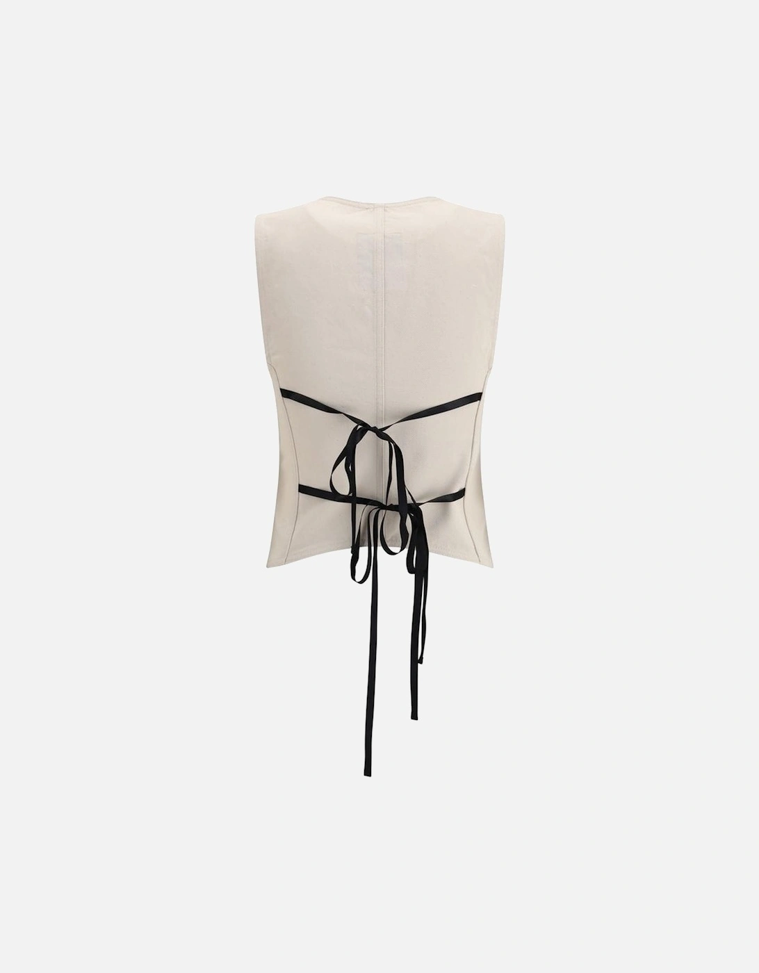 Cotton Vest with Melange Pattern and Asymmetric Hem Women - Cream