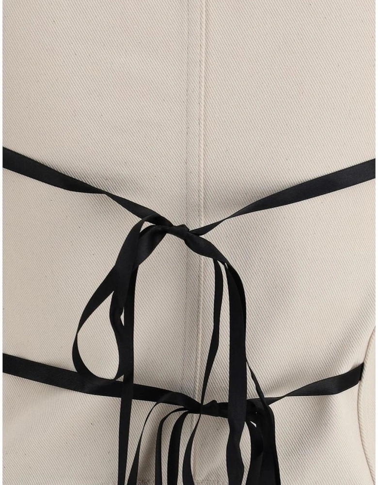 Cotton Vest with Melange Pattern and Asymmetric Hem Women - Cream