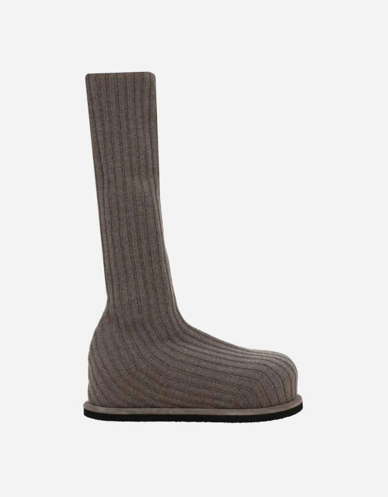 Wool Veneda Boots with Ribbed Sock Design Women - Beige