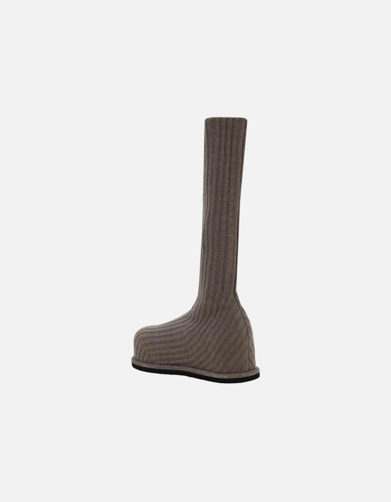 Wool Veneda Boots with Ribbed Sock Design Women - Beige
