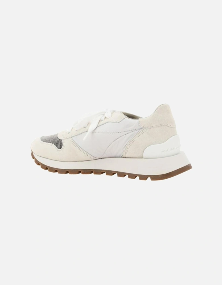 Calfskin Sneakers with Glittering Jewel Toe Women - White