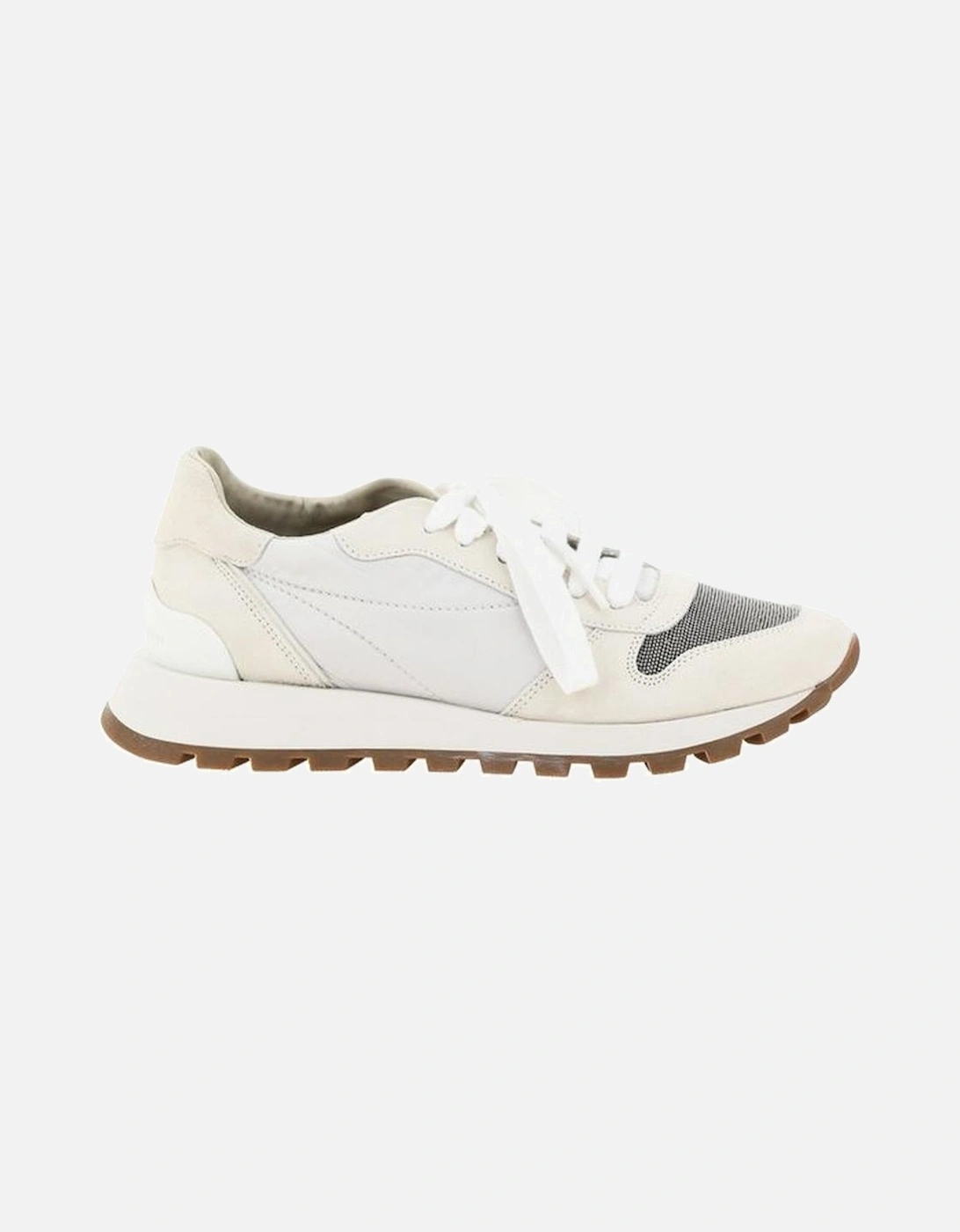 Calfskin Sneakers with Glittering Jewel Toe Women - White, 5 of 4