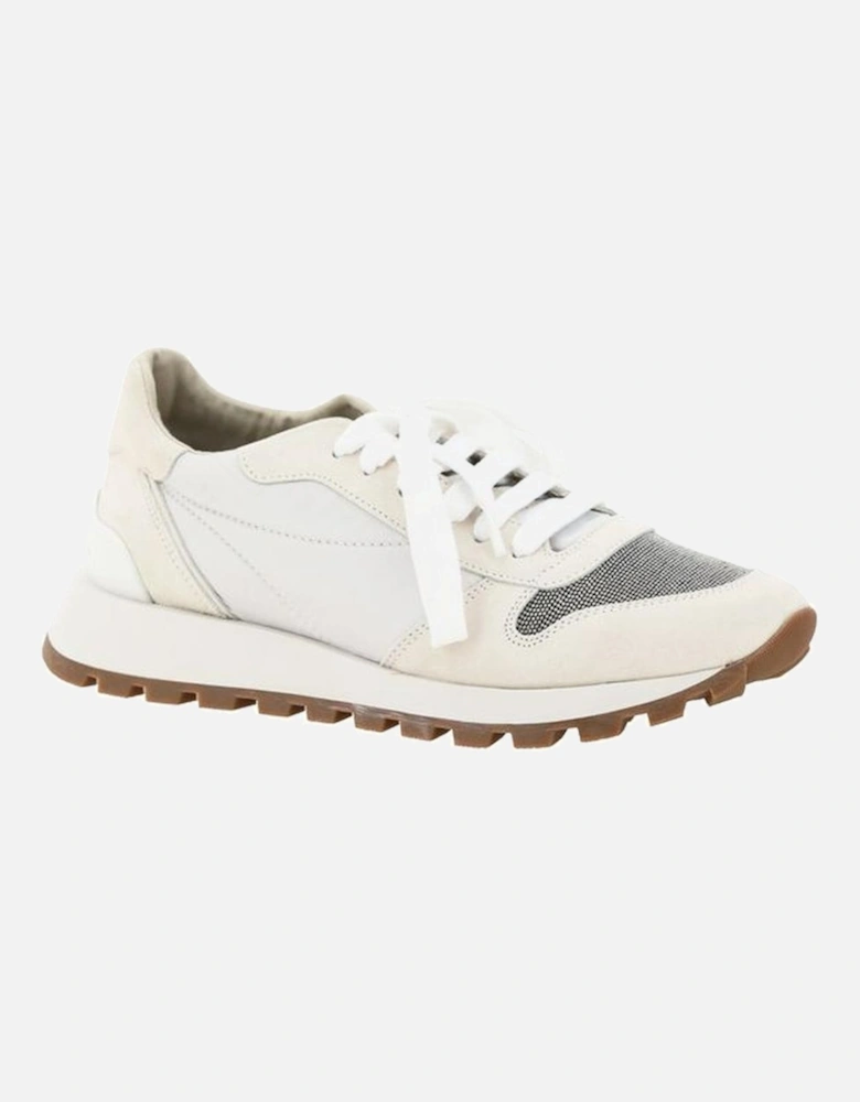 Calfskin Sneakers with Glittering Jewel Toe Women - White
