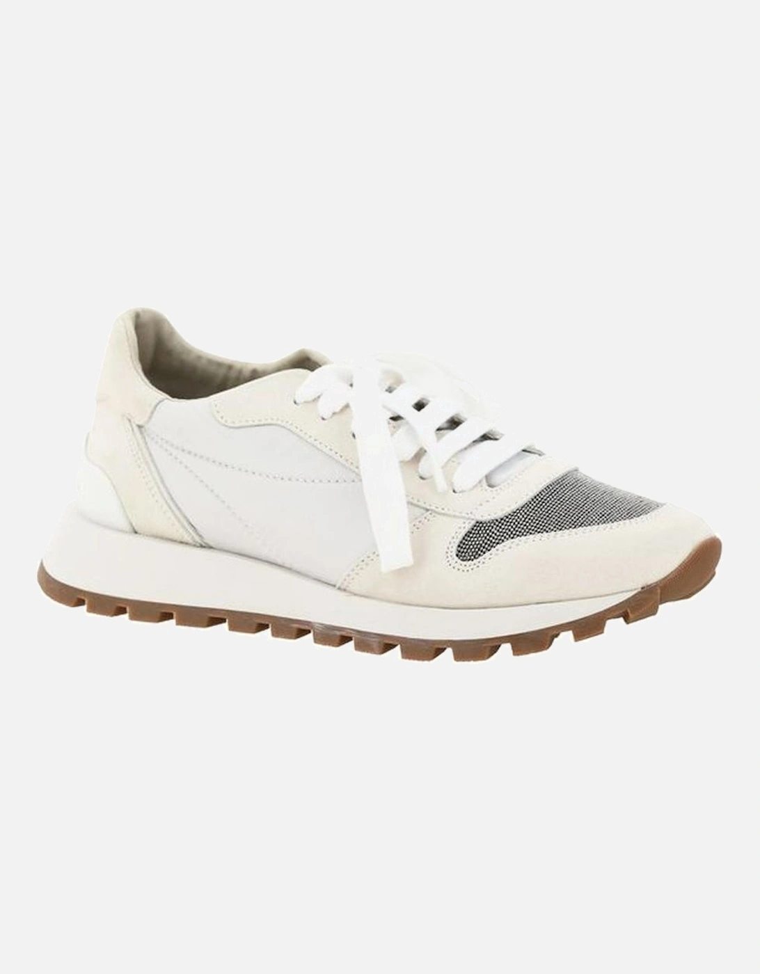 Calfskin Sneakers with Glittering Jewel Toe Women - White