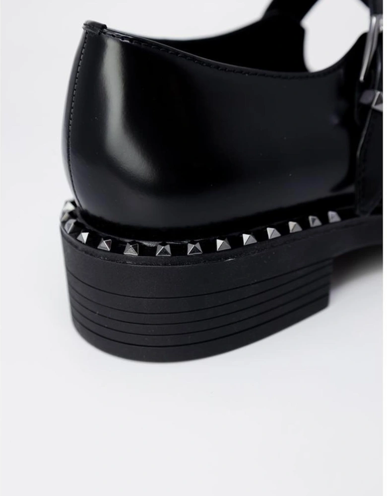 Womens Leather Lace-Up Shoes - Black