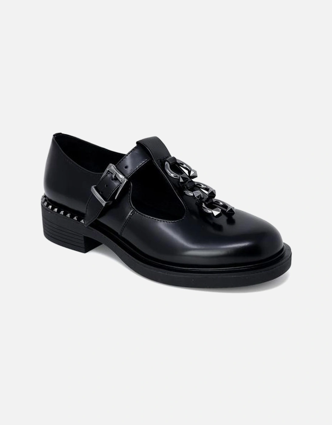 Womens Leather Lace-Up Shoes - Black