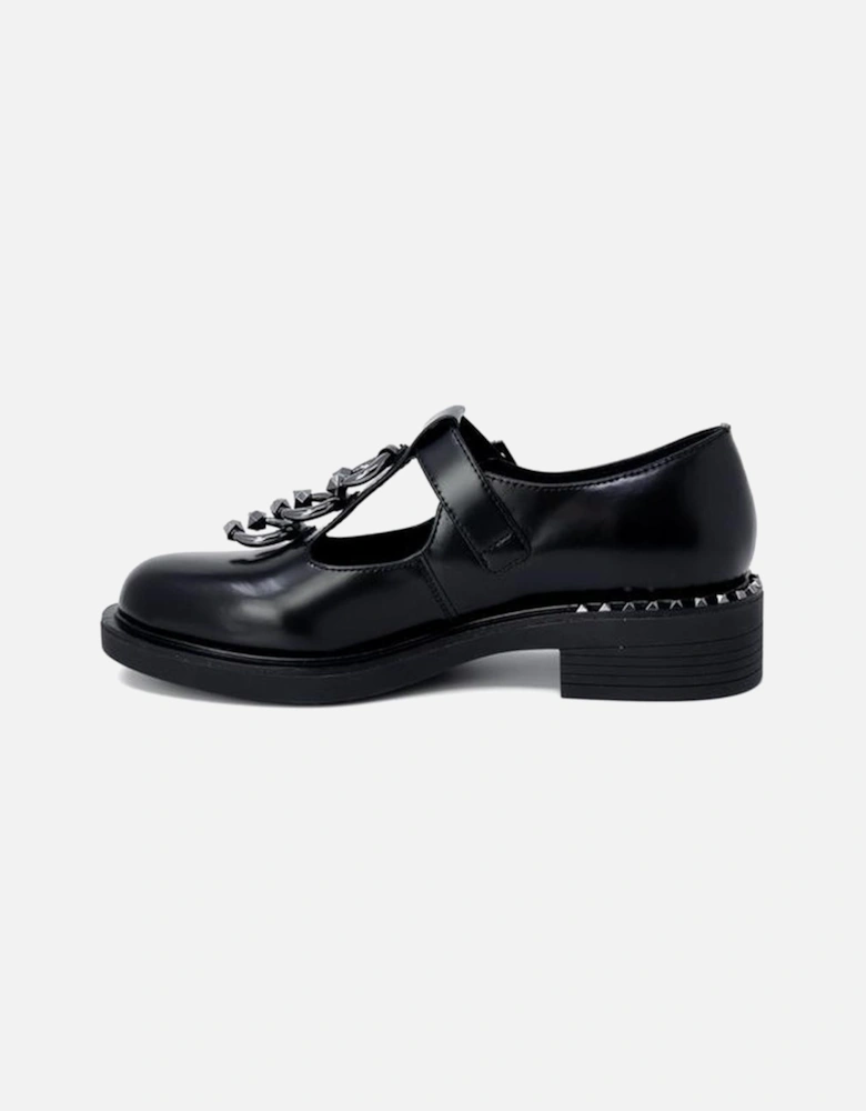 Womens Leather Lace-Up Shoes - Black