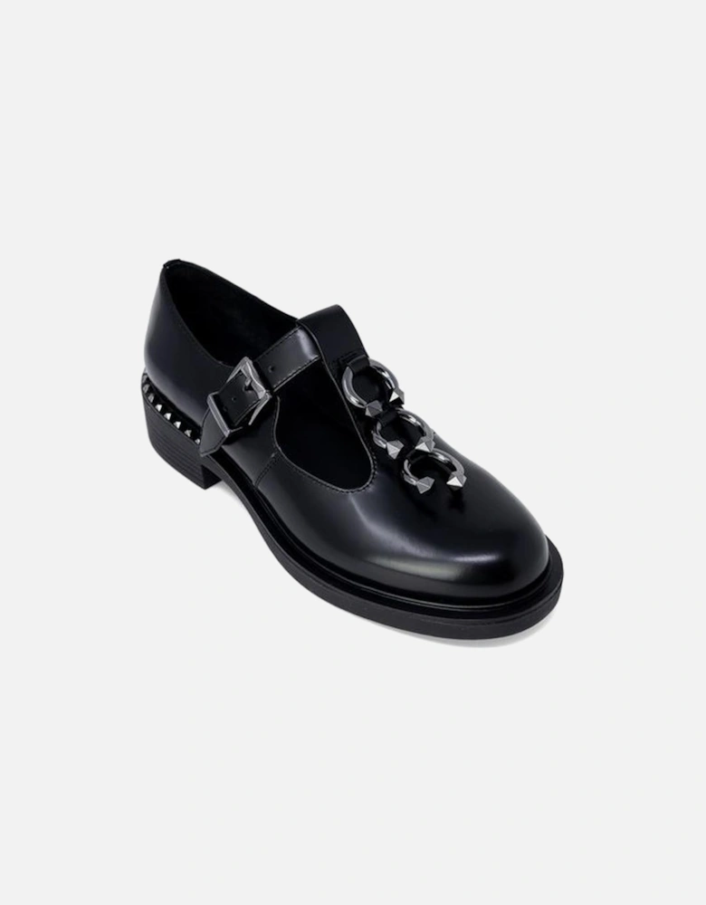 Womens Leather Lace-Up Shoes - Black