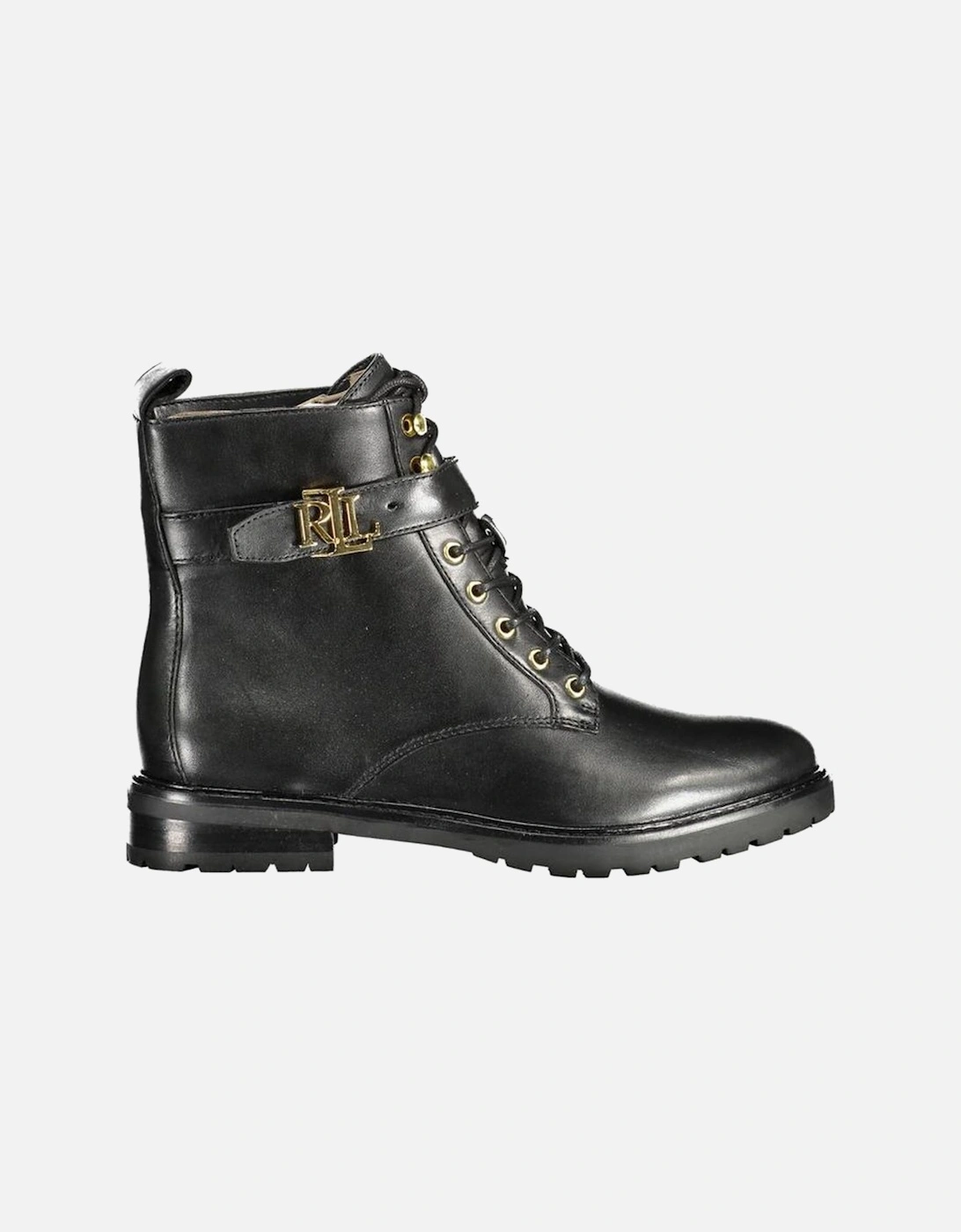 Leather Lace-Up Buckle Boots with Logo Detailing Women - Black, 4 of 3