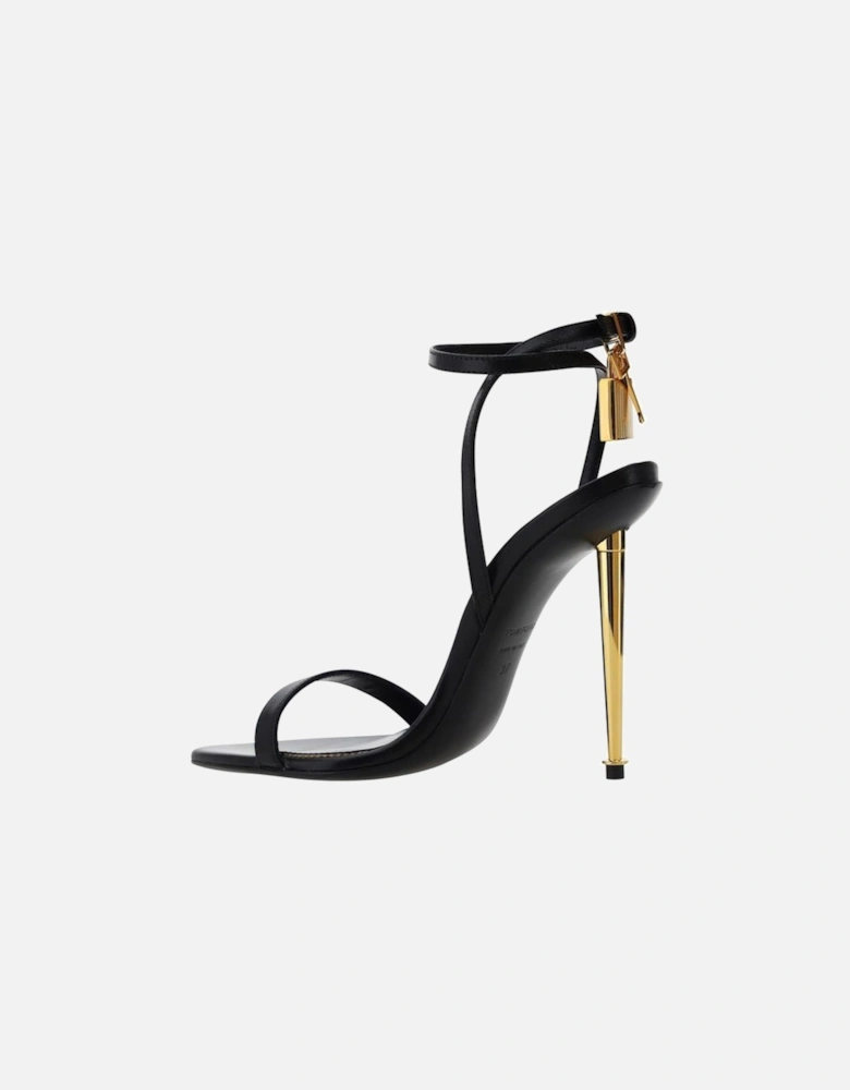 Calfskin Sandals with Metallic Stiletto Heel Women - Black