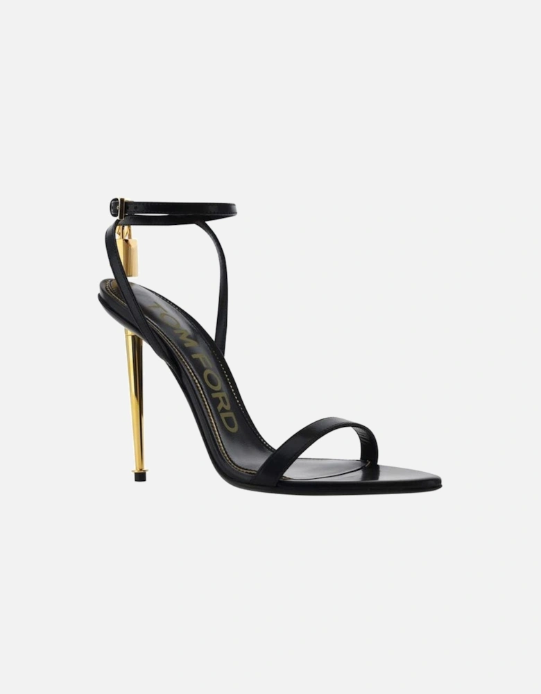 Calfskin Sandals with Metallic Stiletto Heel Women - Black