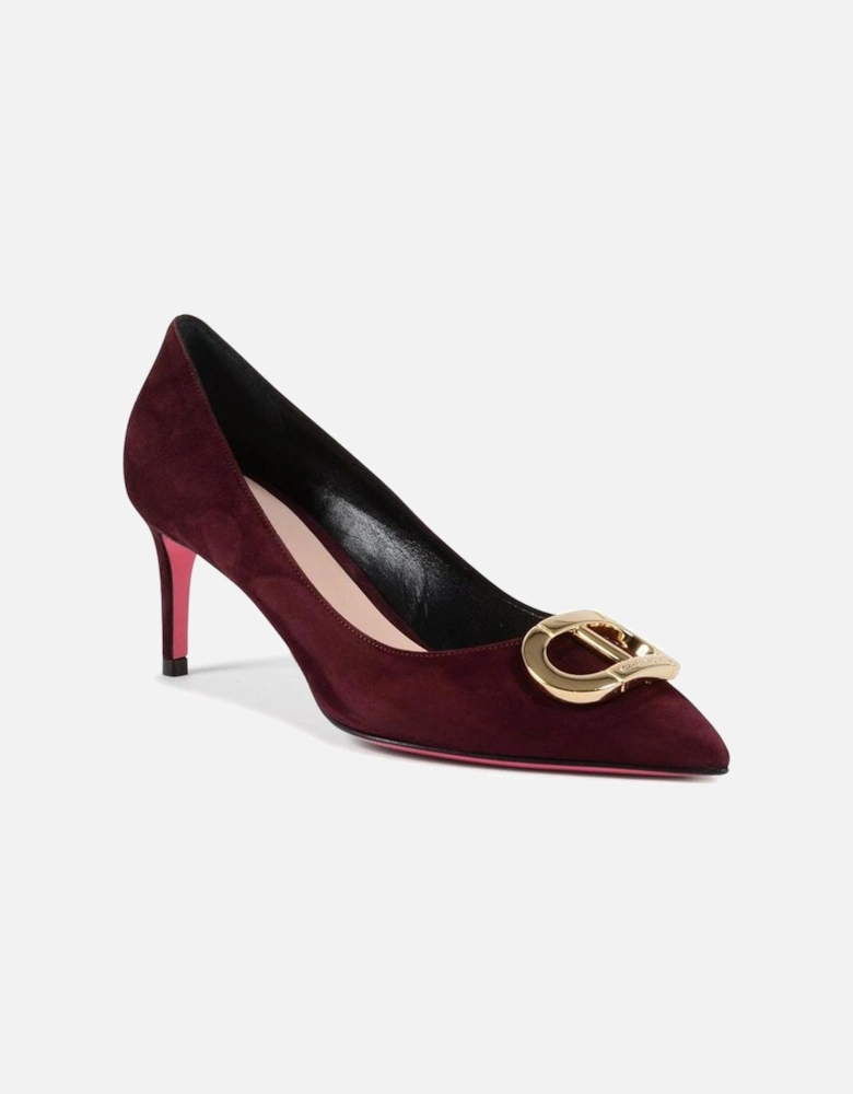 Elegant Suede Leather Pumps with Leather Sole Women - Bordeaux