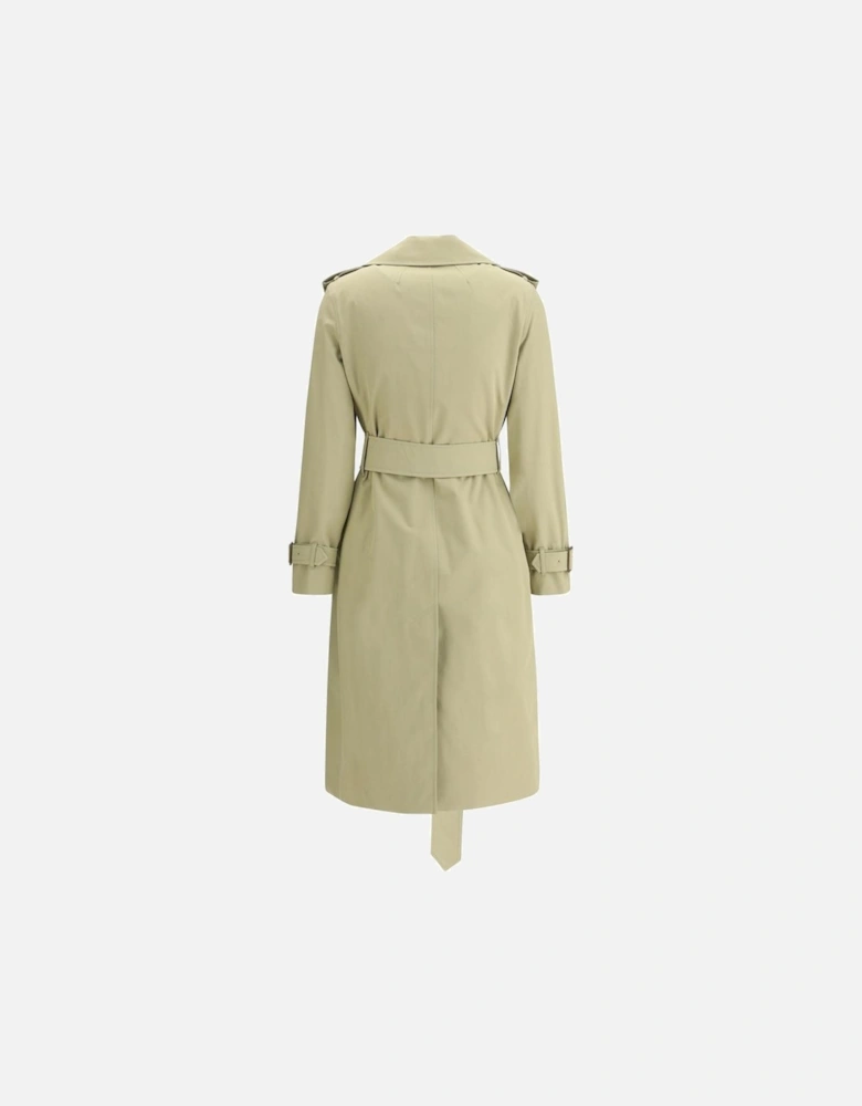 Cotton Trench Coat with Wide Notch Lapels Women - Beige