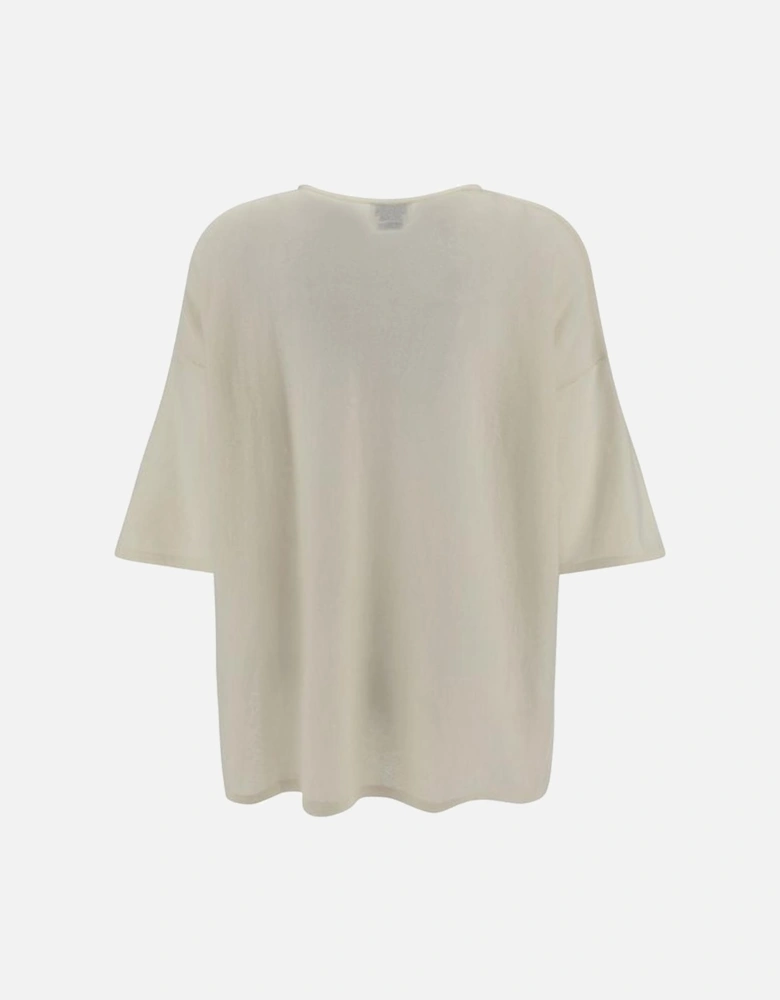 Cashmere Pullover Short Sleeves Women - White T-Shirts