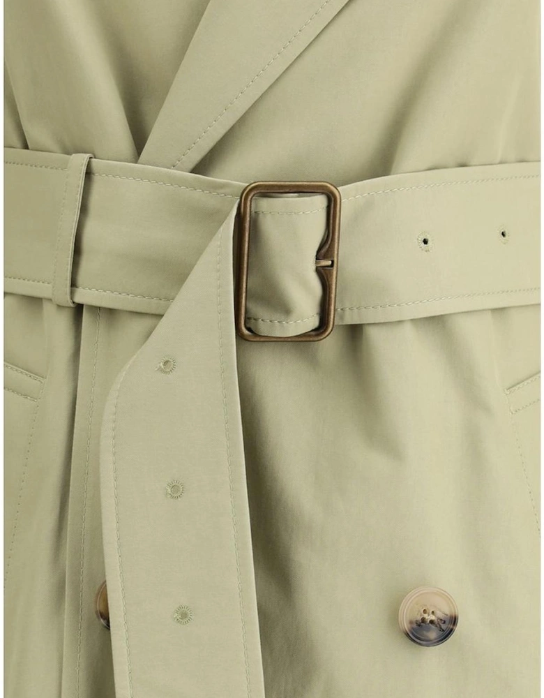 Cotton Trench Coat with Wide Notch Lapels Women - Beige