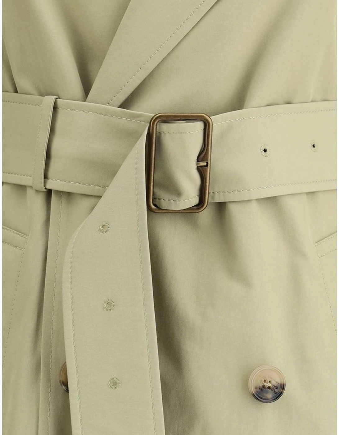 Cotton Trench Coat with Wide Notch Lapels Women - Beige