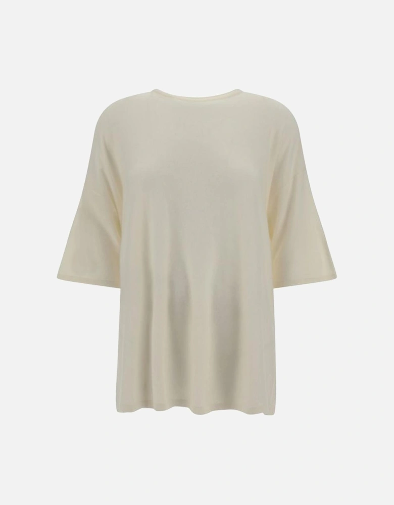 Cashmere Pullover Short Sleeves Women - White T-Shirts