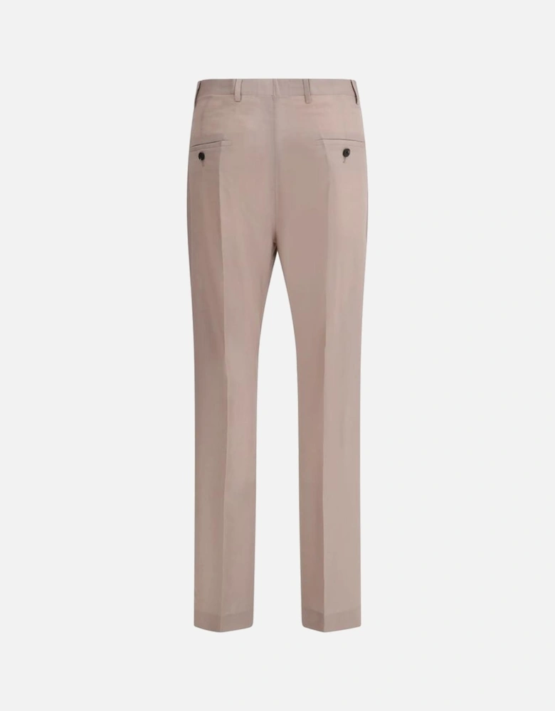 Wool Cigarette Pants with Welt Pockets Women - Beige Jeans