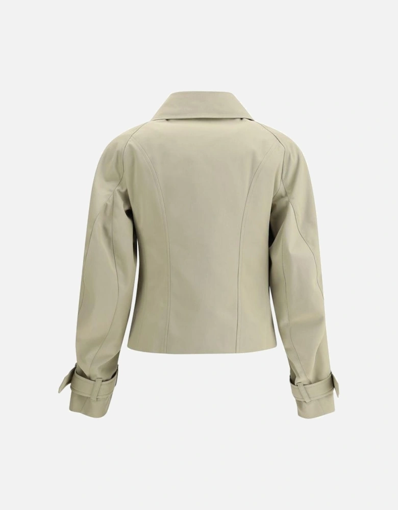 Short Trench Coat with Wide Lapels Women - Beige Jackets