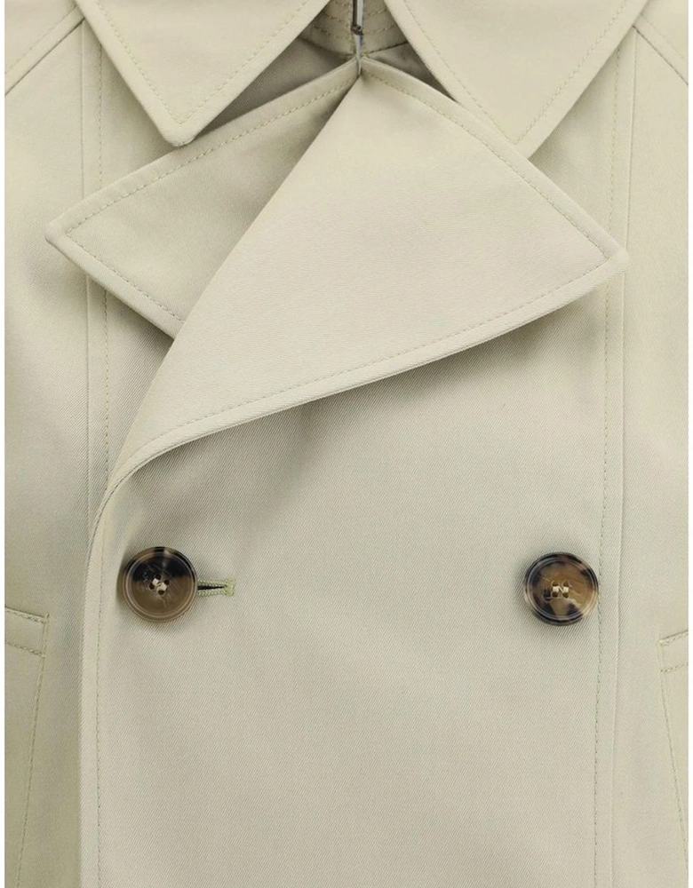Short Trench Coat with Wide Lapels Women - Beige Jackets
