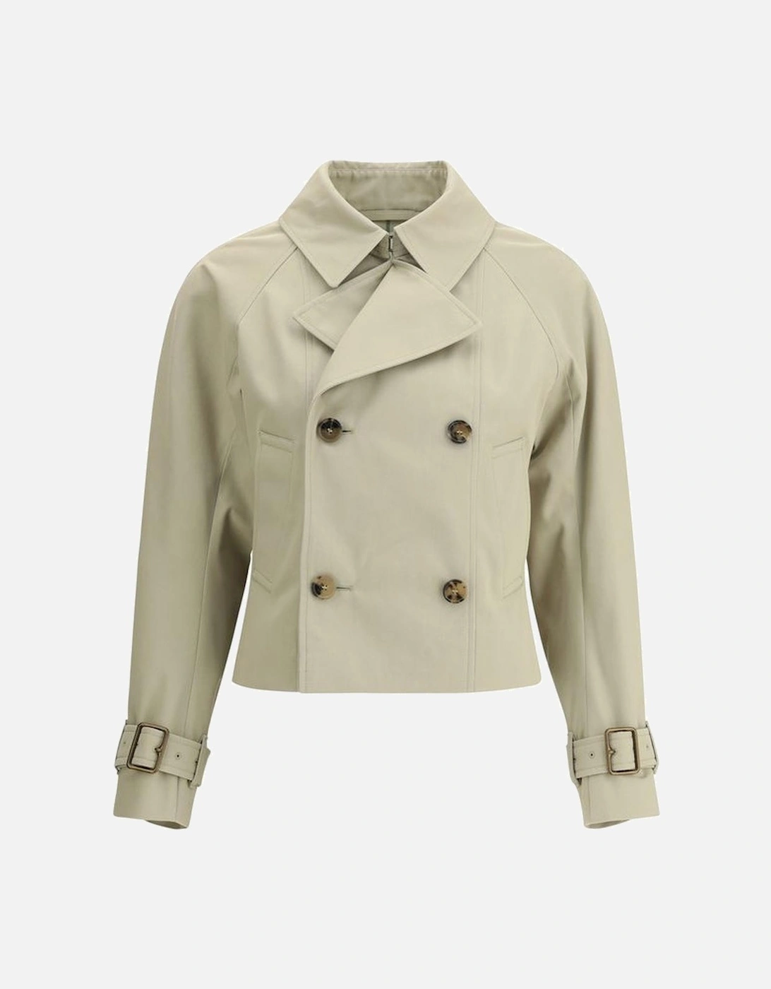 Short Trench Coat with Wide Lapels Women - Beige Jackets, 4 of 3