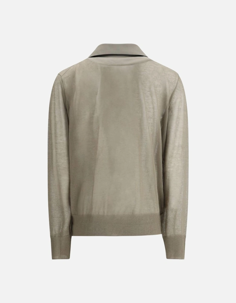 Double-Breasted Blazer with Semi-Transparent Panel Design Women -