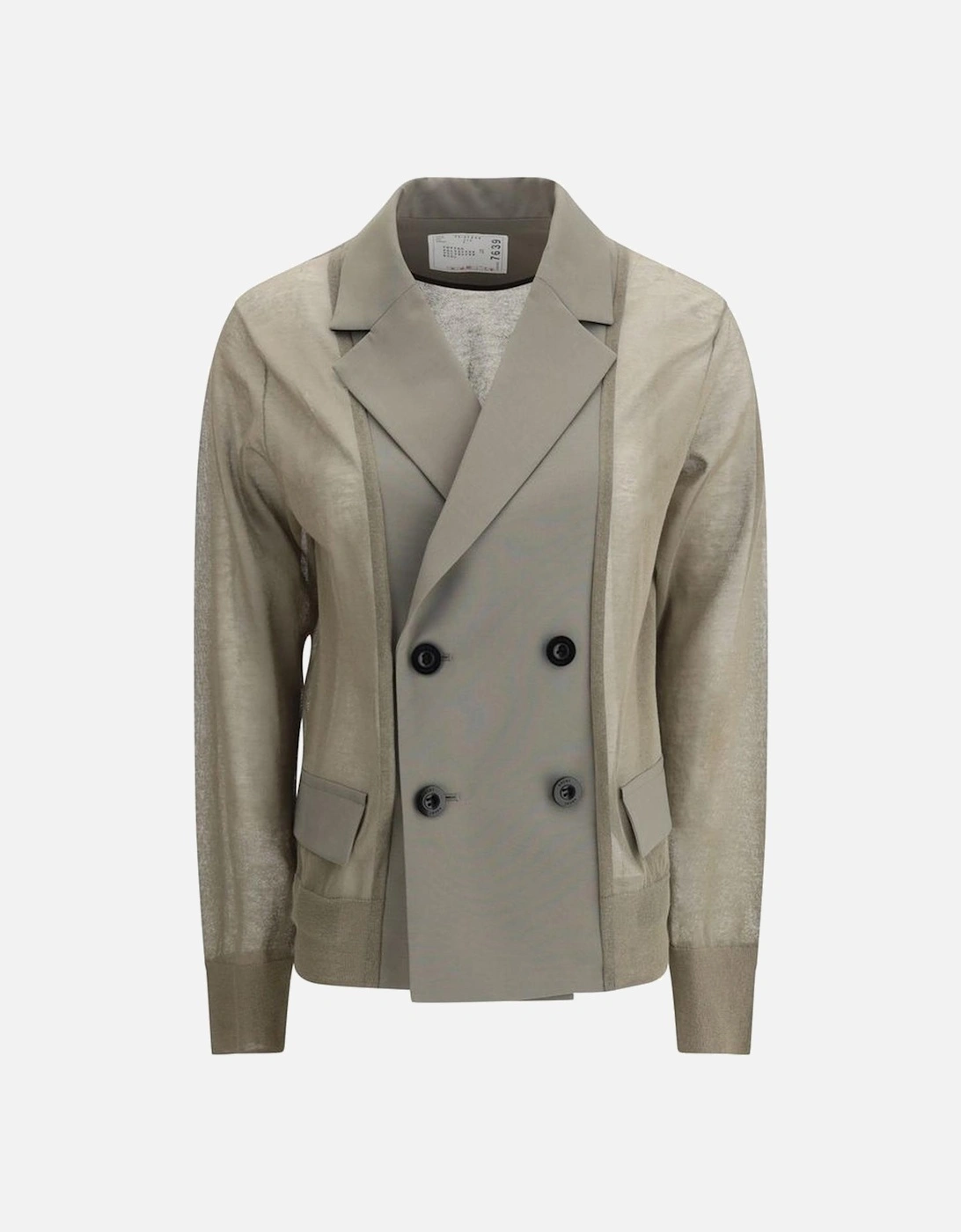 Double-Breasted Blazer with Semi-Transparent Panel Design Women -, 4 of 3