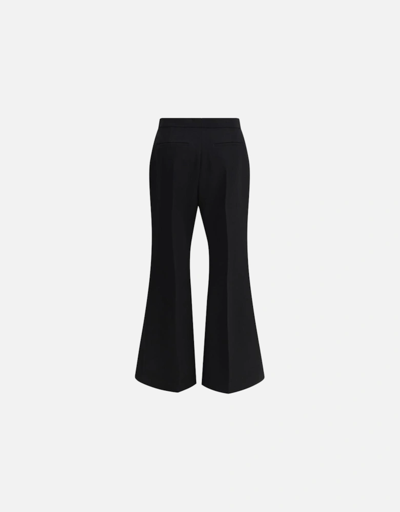 Wool Flare Pants with Elegant Welt Pockets Women - Black Jeans