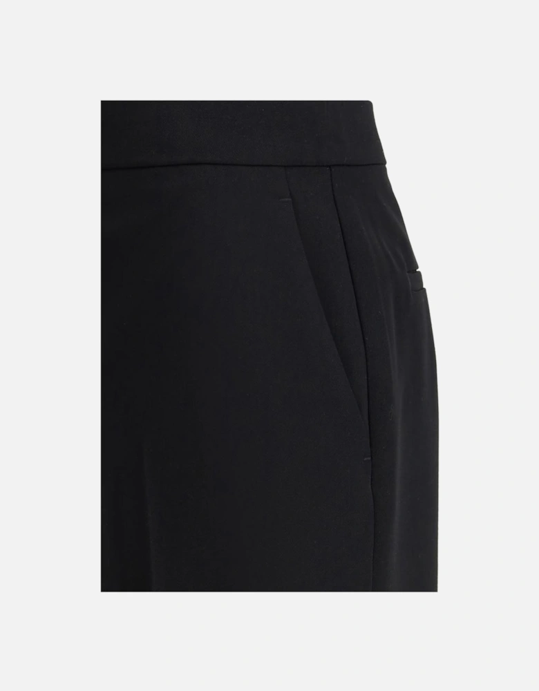 Wool Flare Pants with Elegant Welt Pockets Women - Black Jeans