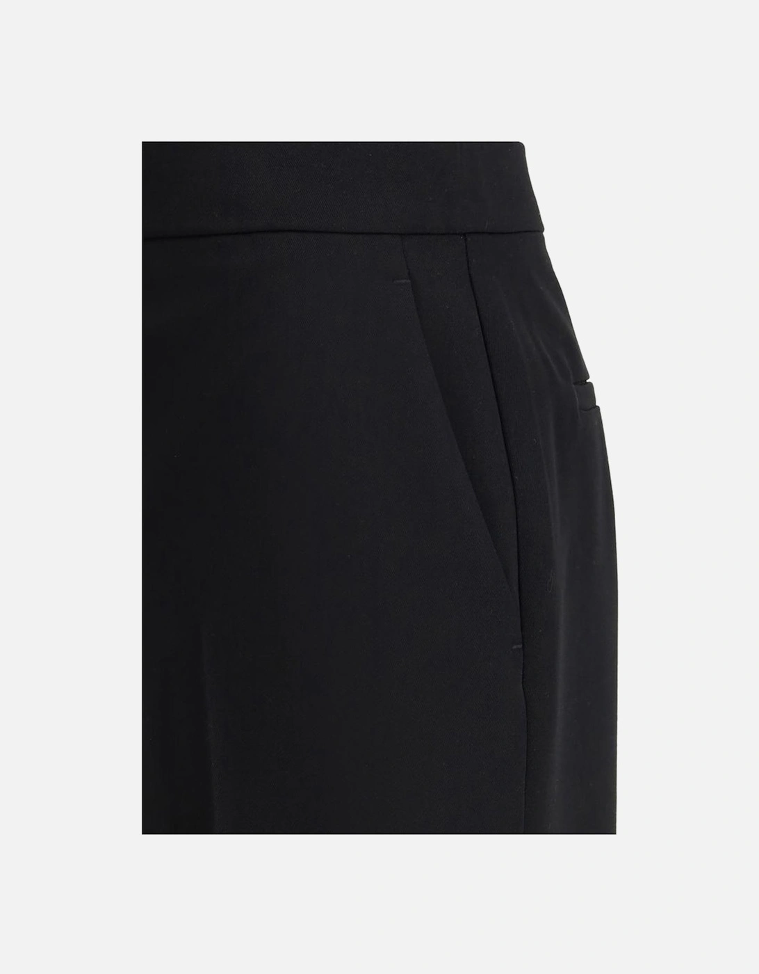 Wool Flare Pants with Elegant Welt Pockets Women - Black Jeans