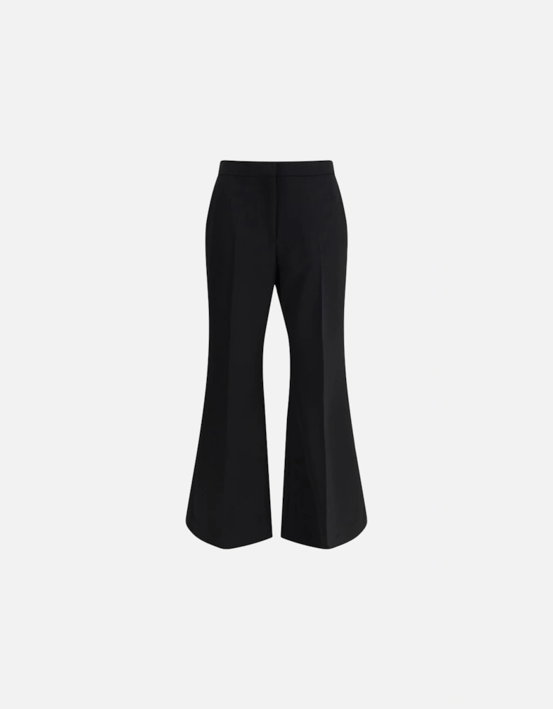 Wool Flare Pants with Elegant Welt Pockets Women - Black Jeans