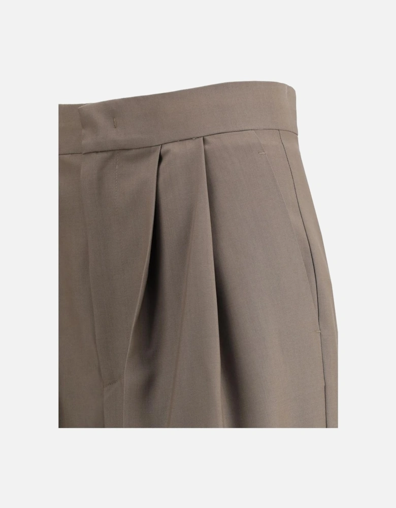 Wide-Leg High-Waist Wool Pants Women - Gray Jeans