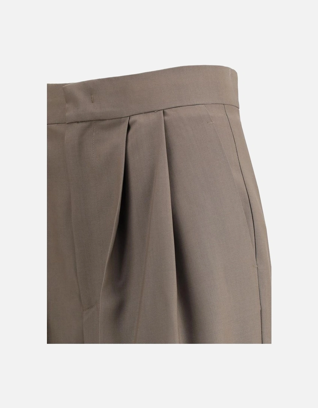 Wide-Leg High-Waist Wool Pants Women - Gray Jeans