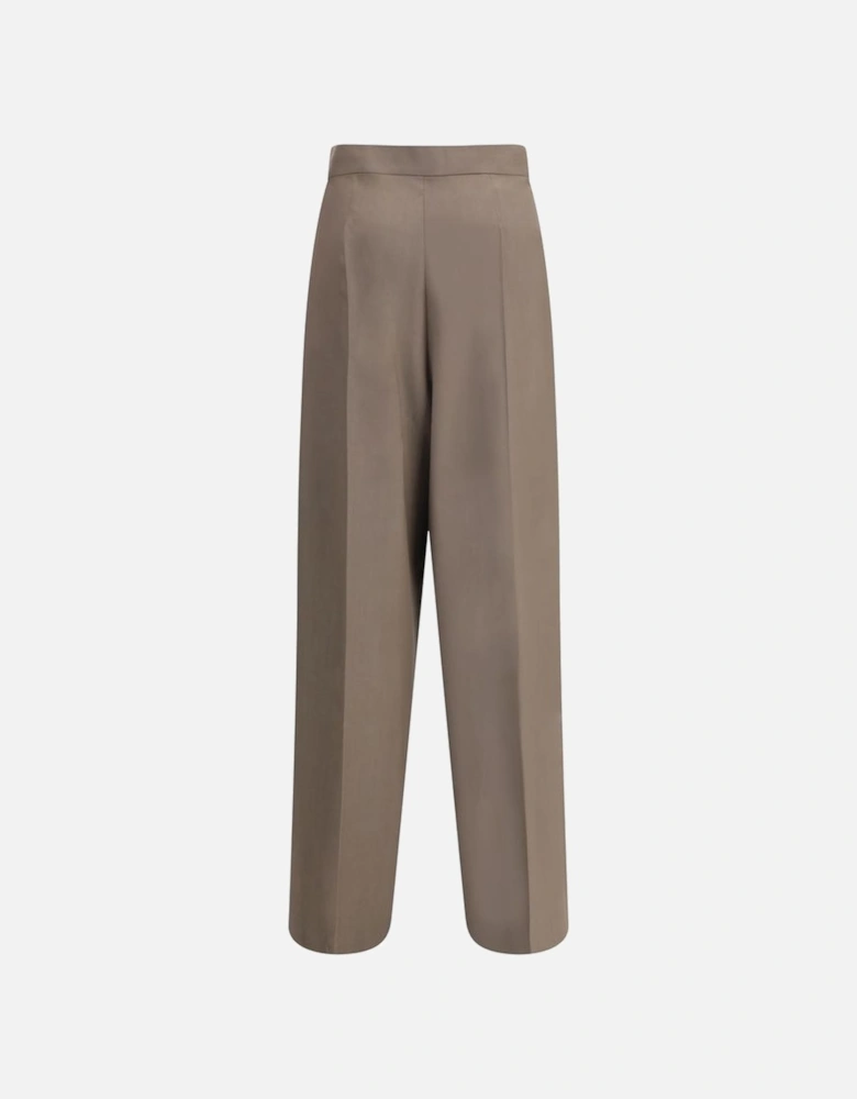 Wide-Leg High-Waist Wool Pants Women - Gray Jeans