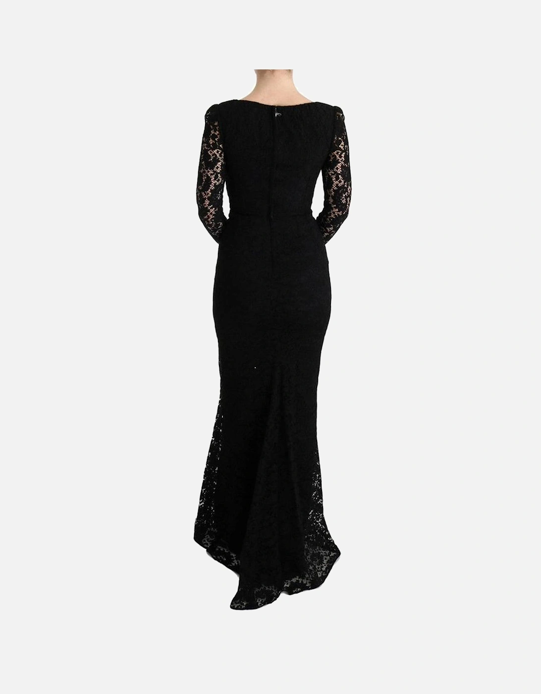 Floral Lace Sheath Long Dress Women - Black Dresses