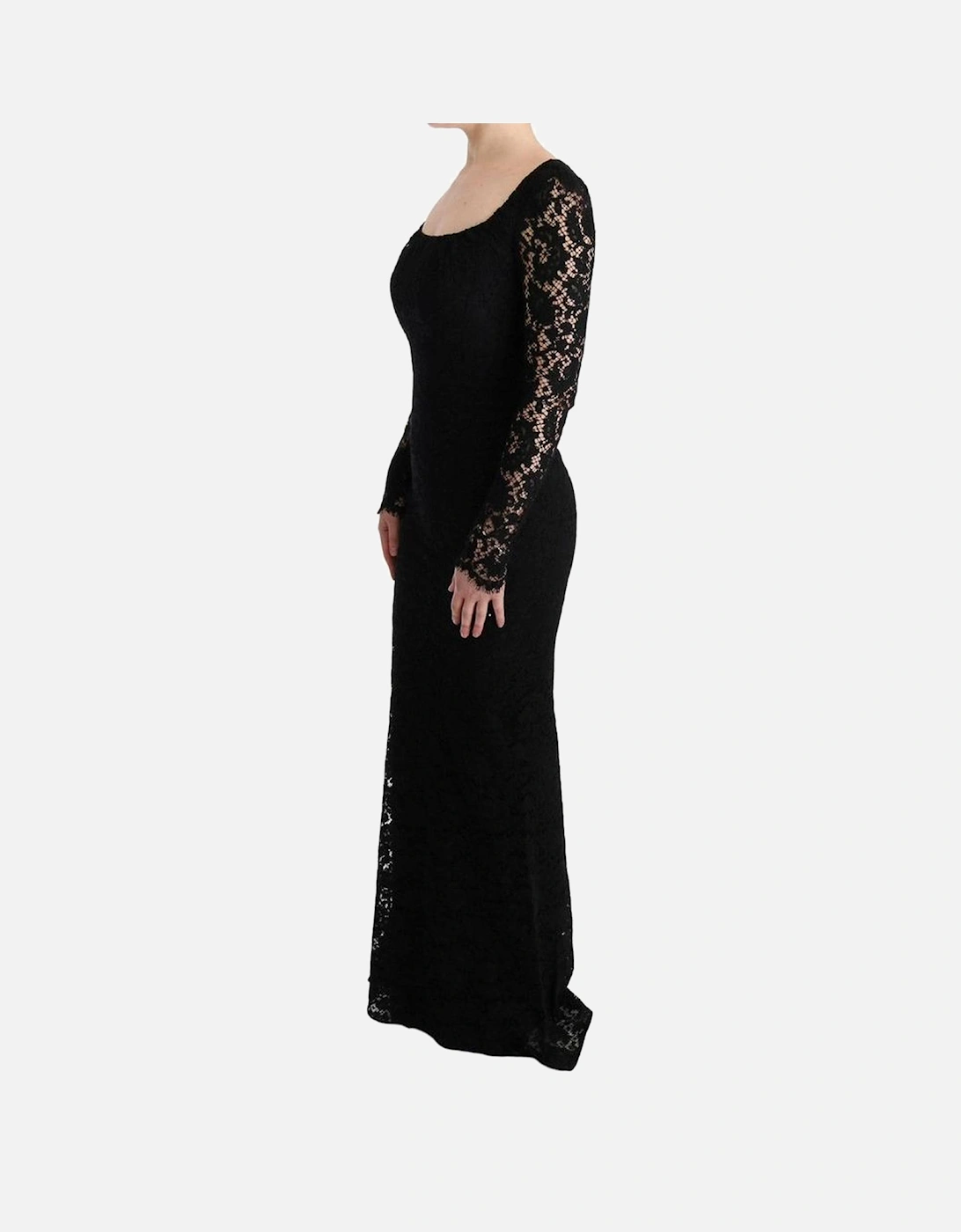 Floral Lace Sheath Long Dress Women - Black Dresses