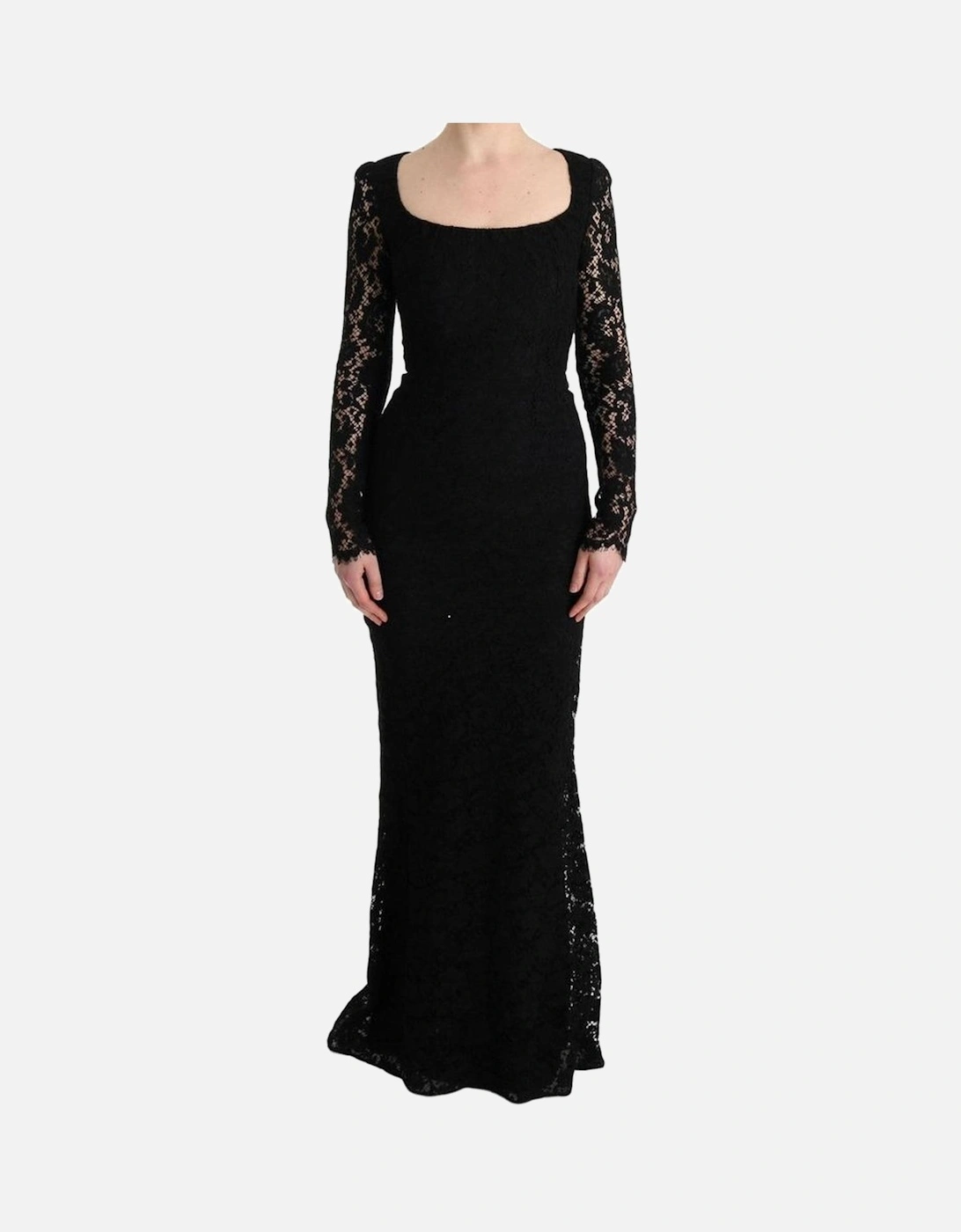 Floral Lace Sheath Long Dress Women - Black Dresses, 4 of 3