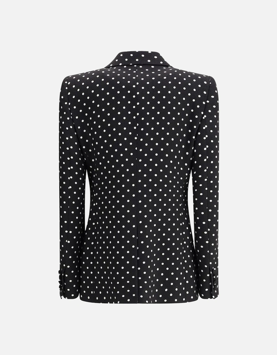 Single-Breasted Polka Dot Blazer with Satin Bow Women - Black Suits