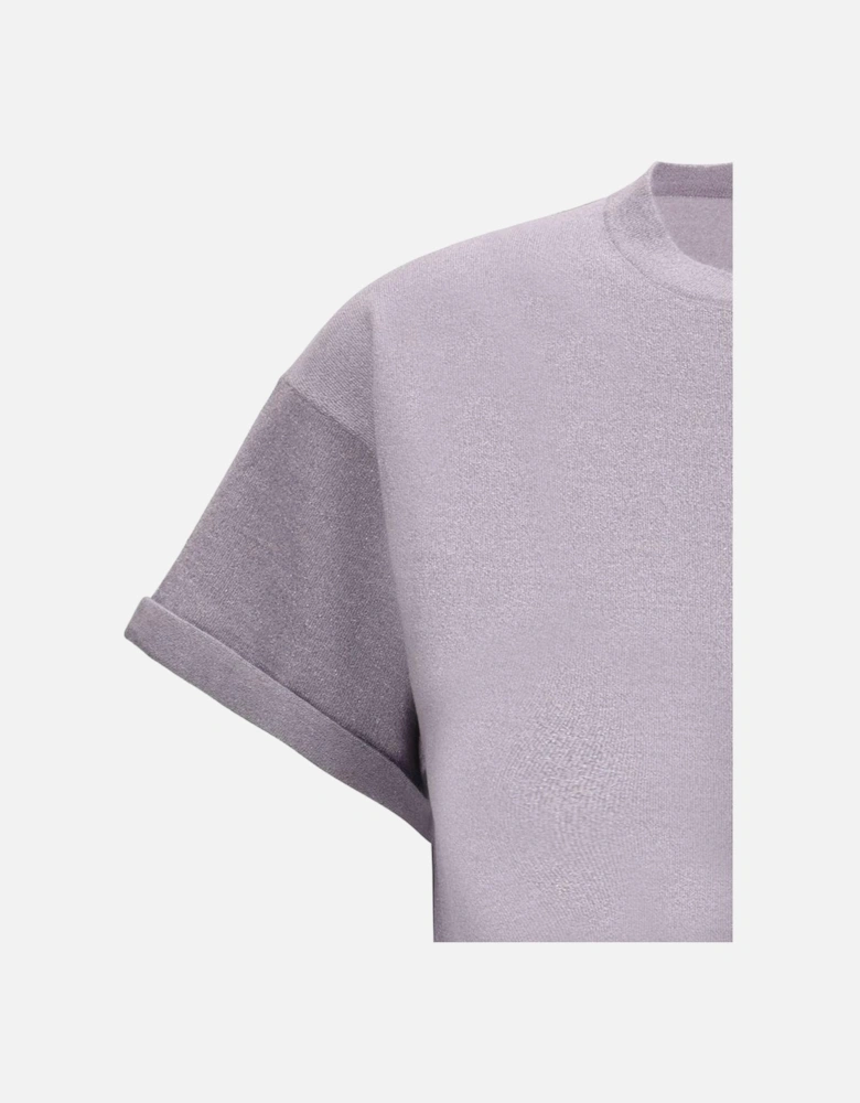Cashmere T-Shirt with Ribbed Crew Neck and Glitter Effect Women -