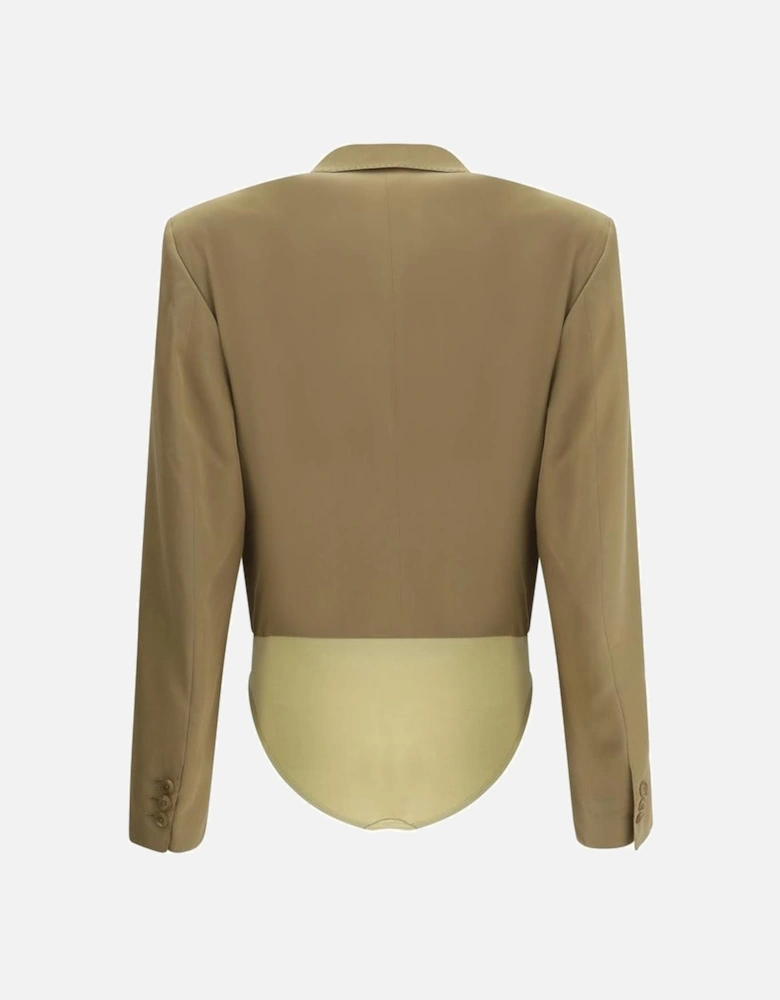 Silk Tailored Deep V-Neck Bodysuit Women - Bicolor Clothing