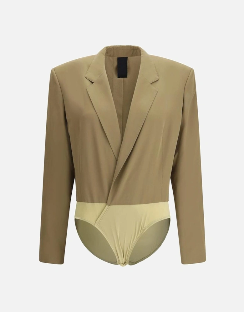 Silk Tailored Deep V-Neck Bodysuit Women - Bicolor Clothing