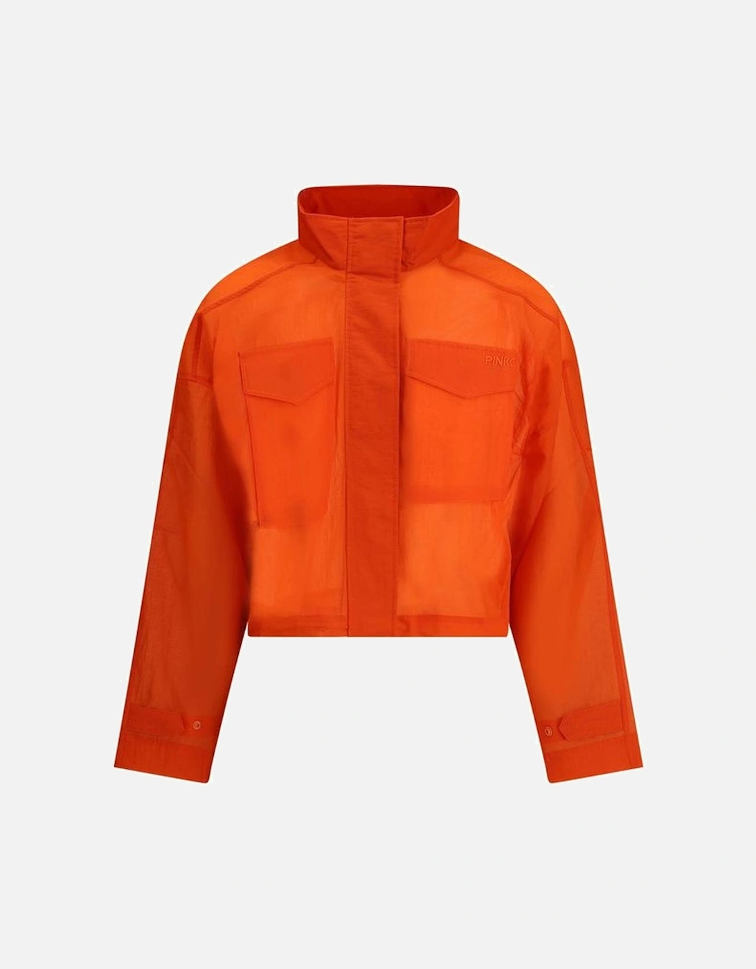 Fluo Cropped High Collar Jacket with Patch Pockets Women - Orange, 4 of 3