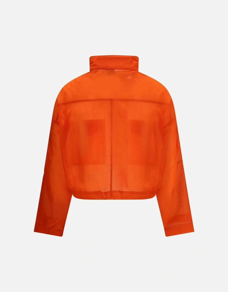 Fluo Cropped High Collar Jacket with Patch Pockets Women - Orange