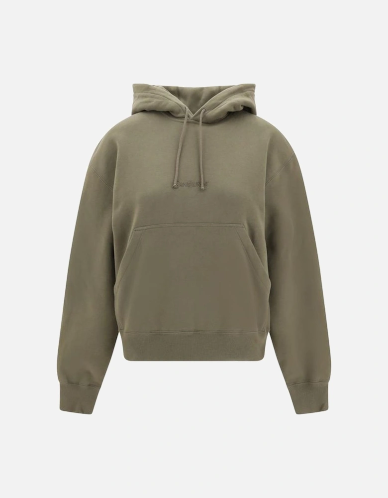 Brode Cotton Hoodie with Monogram and Kangaroo Pocket Women - Bicolor