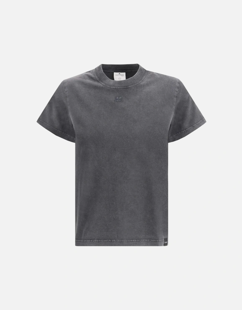 Embroidered Logo Cotton T-Shirt Women - Gray