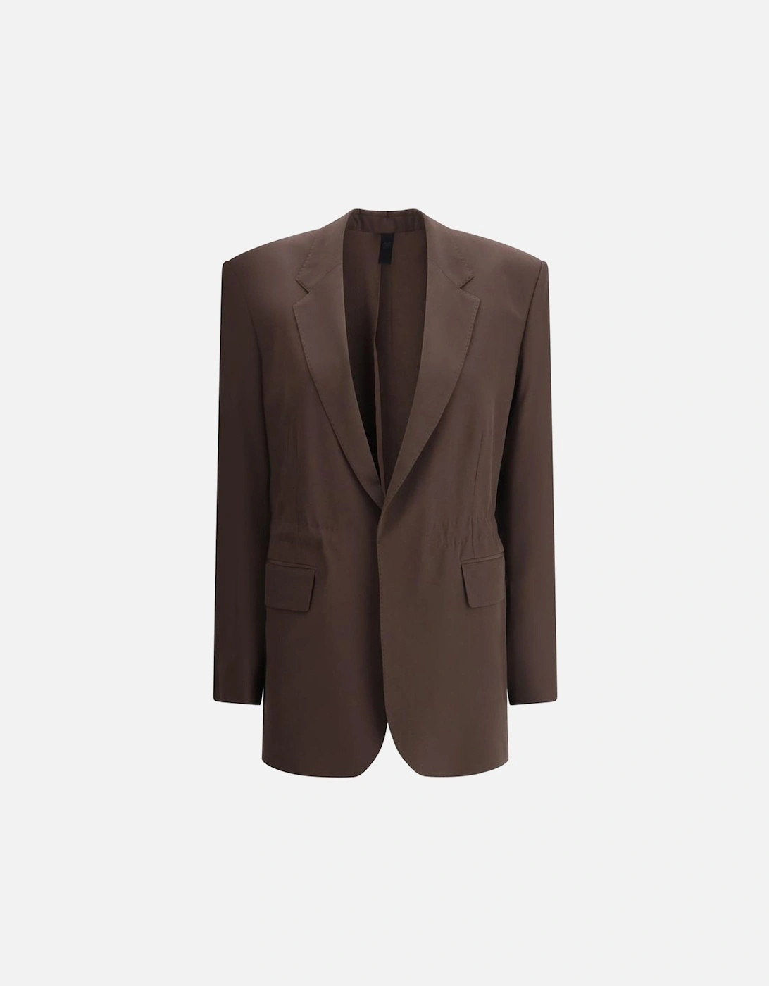 Silk Blazer Jacket with Adjustable Waistband Women - Brown Suits, 4 of 3