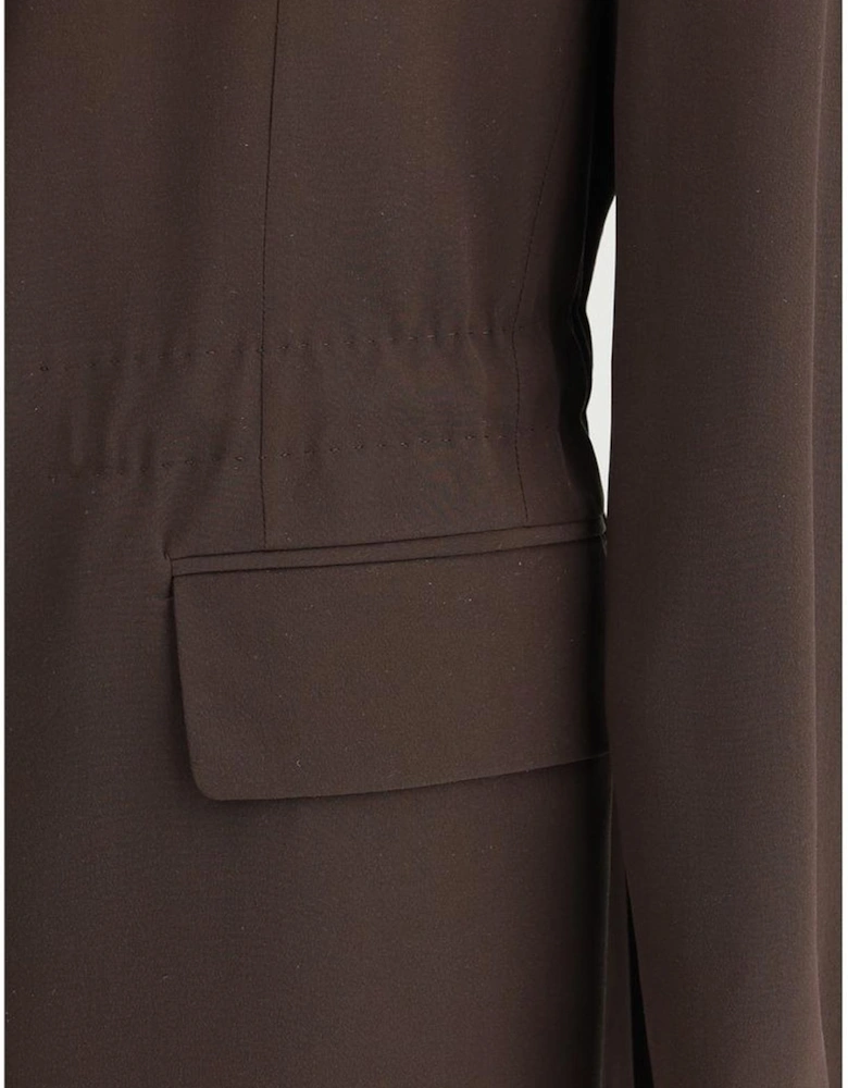 Silk Blazer Jacket with Adjustable Waistband Women - Brown Suits