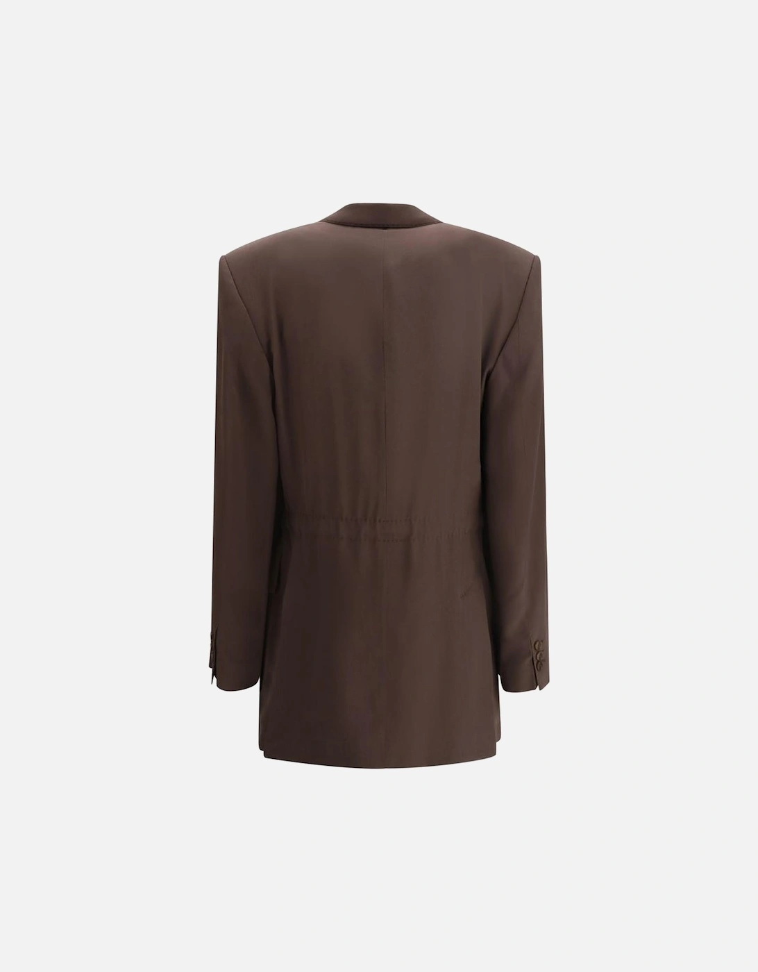 Silk Blazer Jacket with Adjustable Waistband Women - Brown Suits