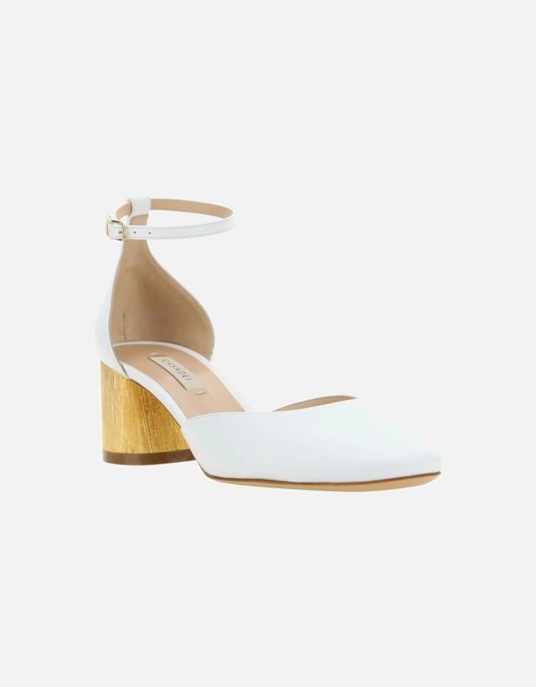 Calfskin Cleo Emily Pumps with Chunky Heel Women - White